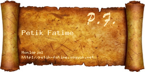 Petik Fatime névjegykártya